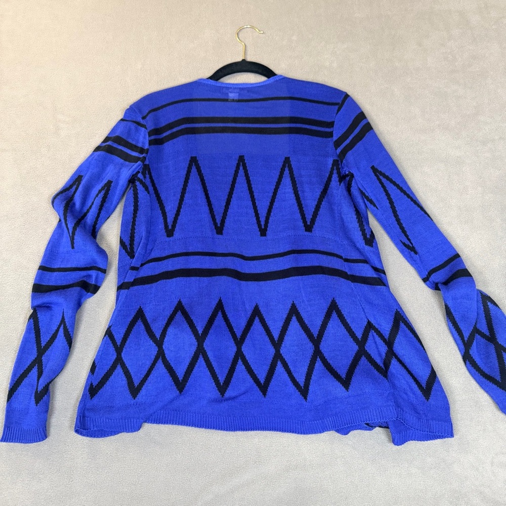 Say What Women’s Y2K Blue & Black Geometric Design Open Front Cardigan Sweater-M - Picture 4 of 4